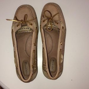 Gold sparkly Sperry Topsiders